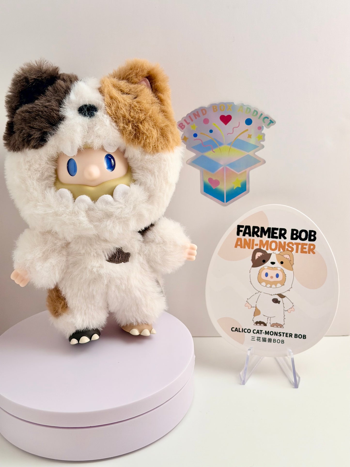 Farmer Bob Ani-Monster Series - Calico Cat Monster Bob Plush Pendant