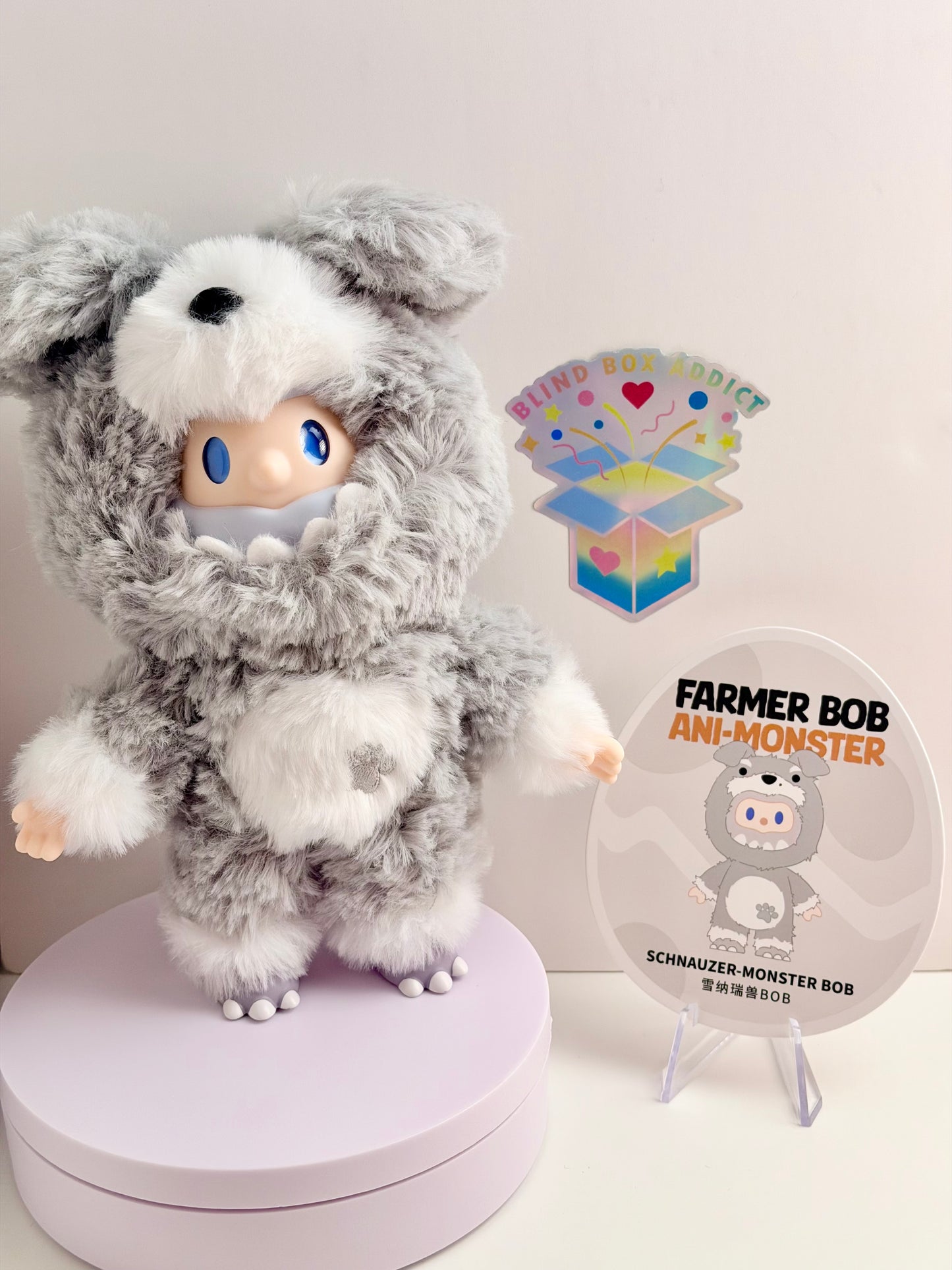 Farmer Bob Ani-Monster Series - Schnauzer Dog Monster Bob Plush Pendant