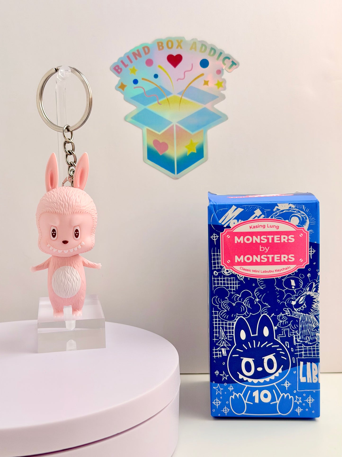 The Monsters 10th Anniversary World Tour How2Work Series - Pink Labubu Keychain