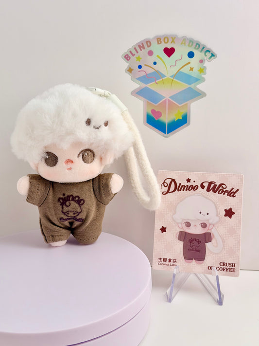 Dimoo Crush on Coffee Series - Coconut Latte Soft Face Plush Keychain